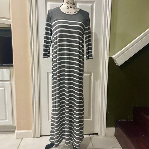 Exist Maxi Dress 3/4 Sleeve Stripe Ribbed Size Medium versatile chic BEACHY - Picture 5 of 16